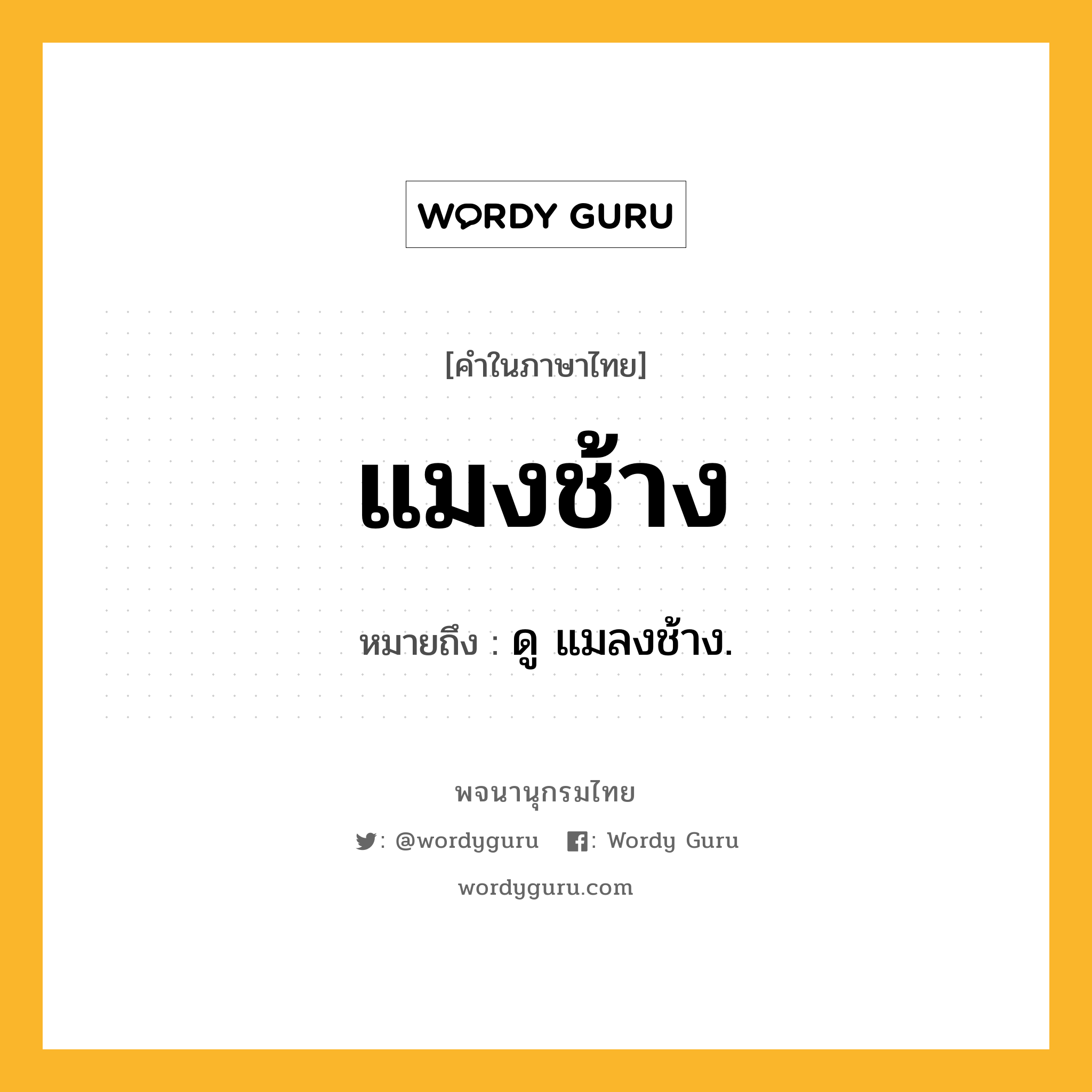 แมงช้าง ความหมาย หมายถึงอะไร?, คำในภาษาไทย แมงช้าง หมายถึง ดู แมลงช้าง.