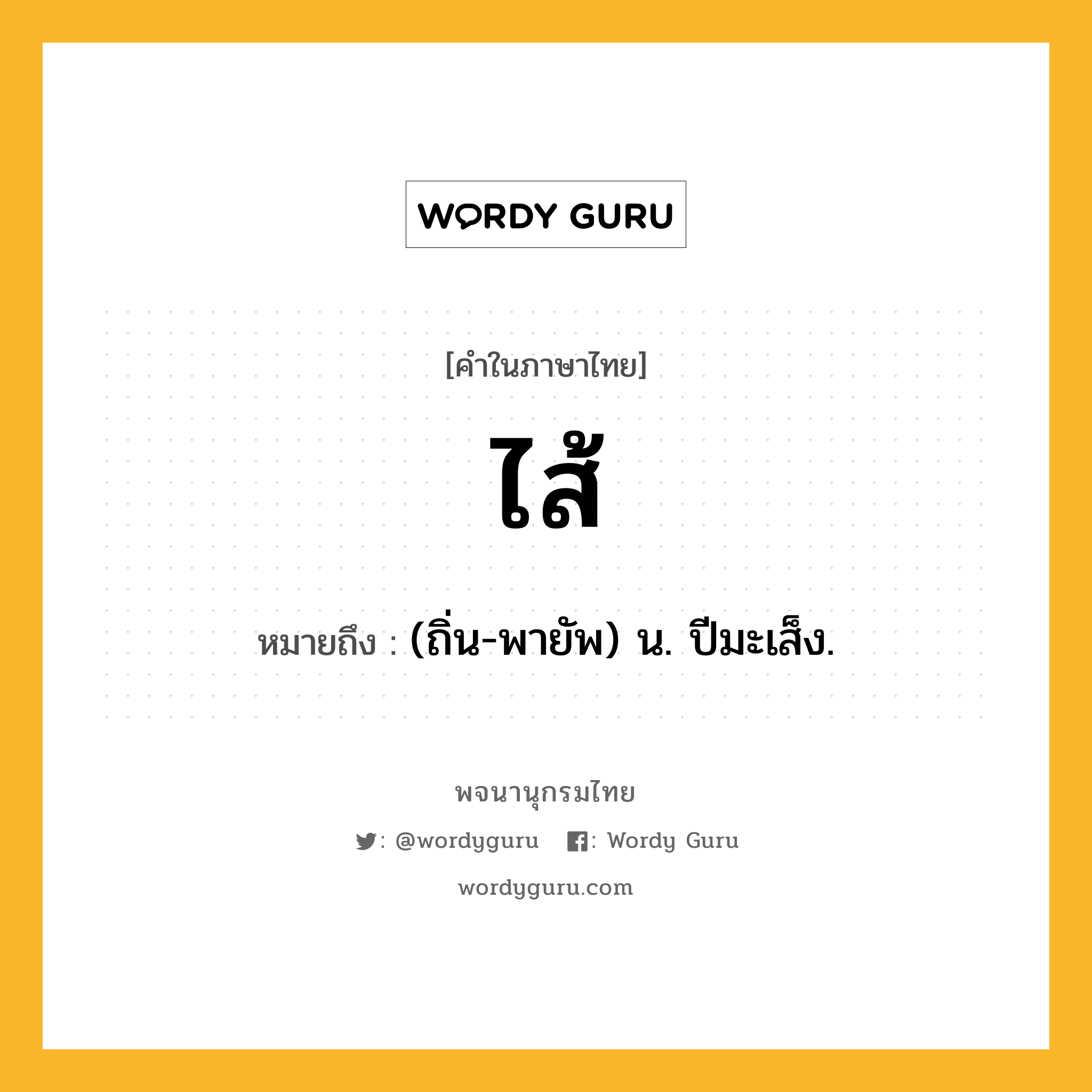 ไส้ ความหมาย หมายถึงอะไร?, คำในภาษาไทย ไส้ หมายถึง (ถิ่น-พายัพ) น. ปีมะเส็ง.